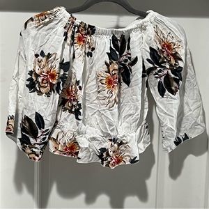 White floral crop top